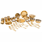 Stainless Steel 64 PCS Dinner Set (6 People) with Gold PVD Coating and Laser Signature